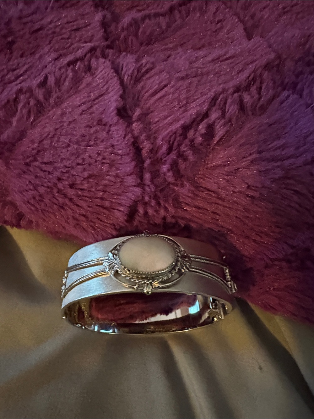 Vintage Whiting and Davis Mother of Pearl cuff Bracelet